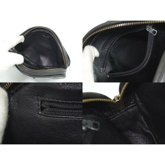 Authentic Chanel Coco Mark Tassel Pouch Small Pouch Lamb Skin Leather Black - Picture 8 of 9